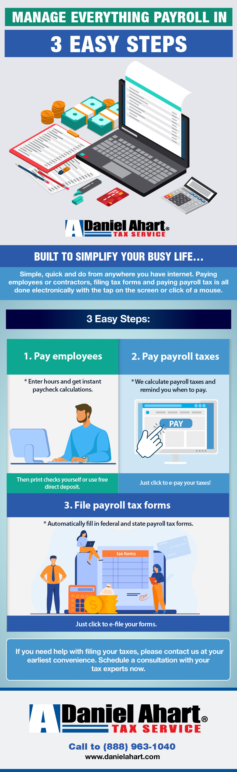Manage everything payroll in 3 easy steps - Daniel Ahart