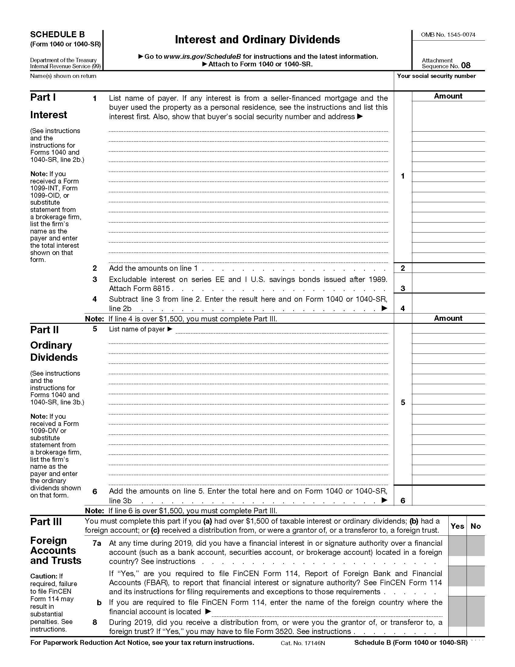 Schedule B Interest and Ordinary Dividends